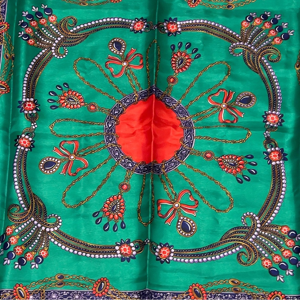 Green Baroque Square Scarf - Picture 2 of 3